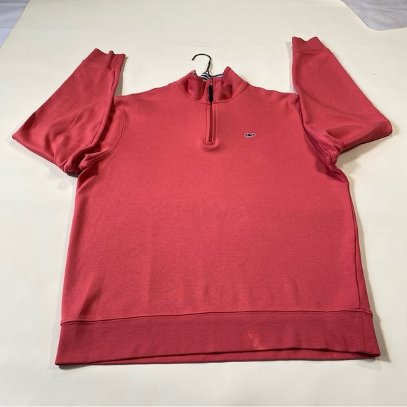 Vineyard Vines Tops - Vineyard Vines salmon pink 1/3 zip pullover cotton sweatshirt Size S